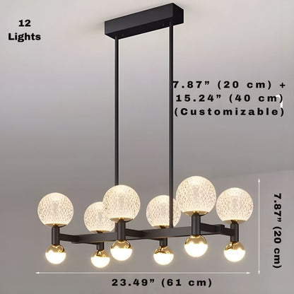Modern Black Linear Dining Room Chandelier 12/16 Lights