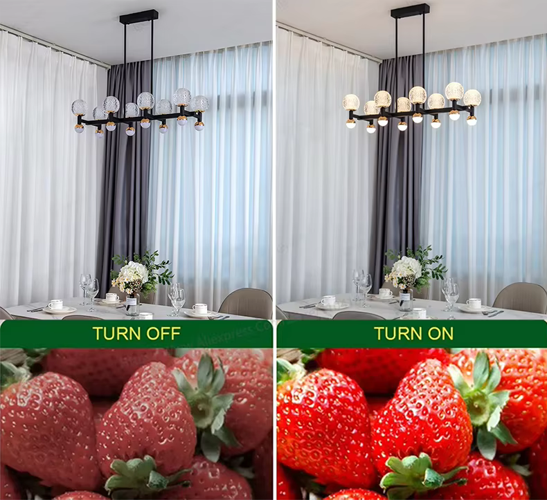 Modern Black Linear Dining Room Chandelier 12/16 Lights