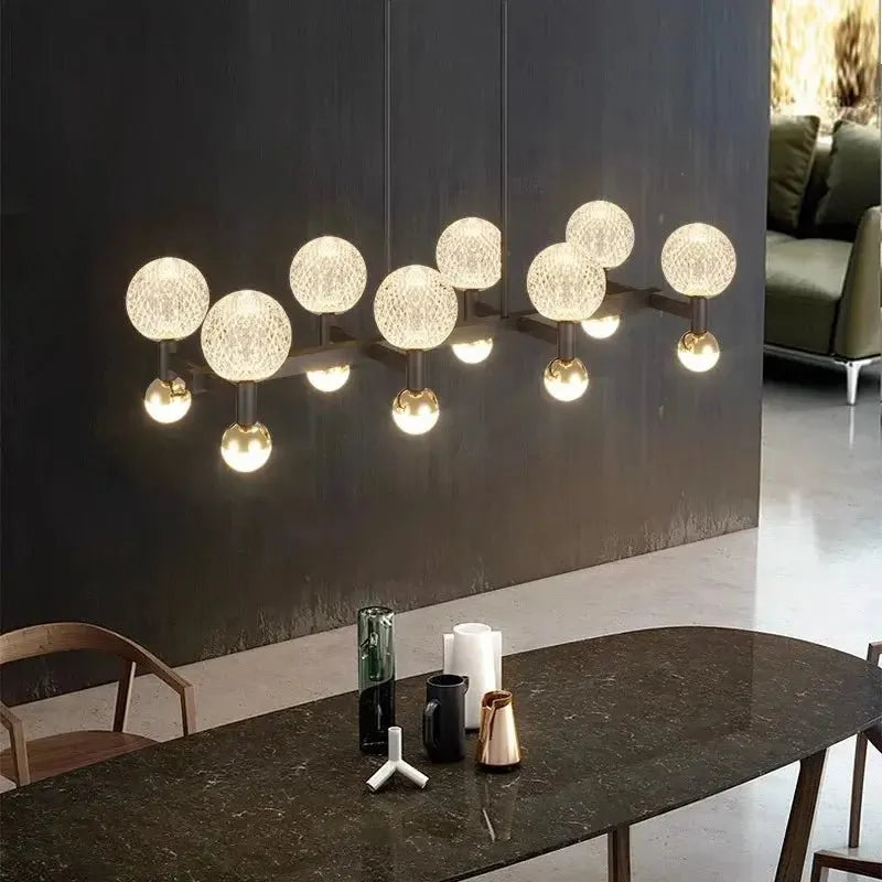 Modern Black Linear Dining Room Chandelier 12/16 Lights