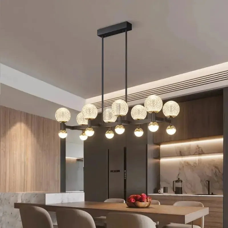 Modern Black Linear Dining Room Chandelier 12/16 Lights