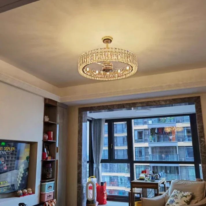 Modern Invisible Blade Fan Light Crystal Chandelier