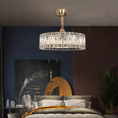 Modern Invisible Blade Fan Light Crystal Chandelier