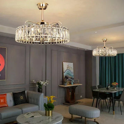 Modern Invisible Blade Fan Light Crystal Chandelier