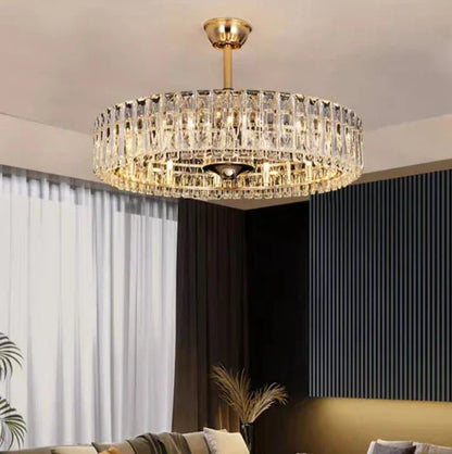 Modern Invisible Blade Fan Light Crystal Chandelier