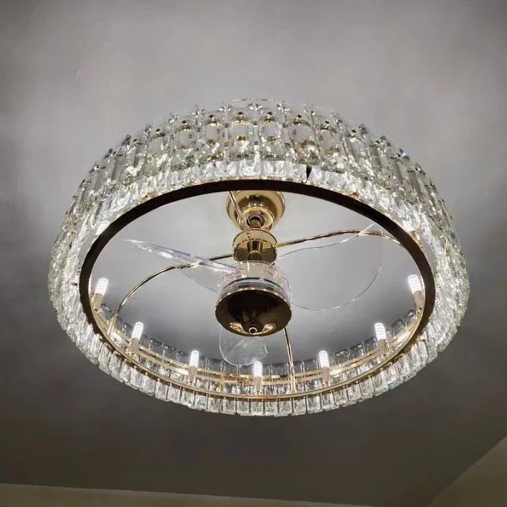 Modern Invisible Blade Fan Light Crystal Chandelier