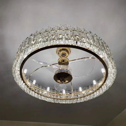 Modern Invisible Blade Fan Light Crystal Chandelier