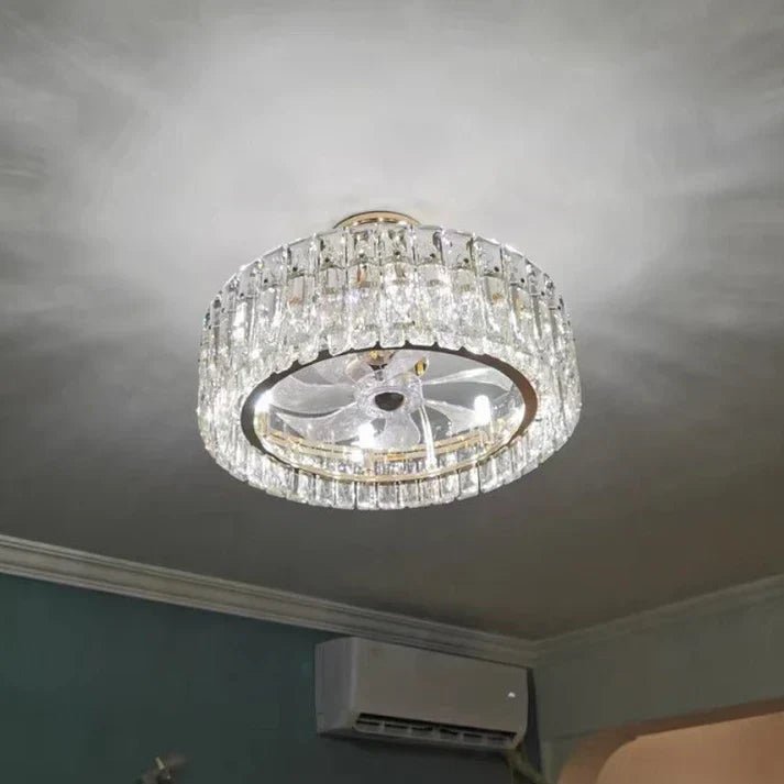 Modern Invisible Blade Fan Light Crystal Chandelier