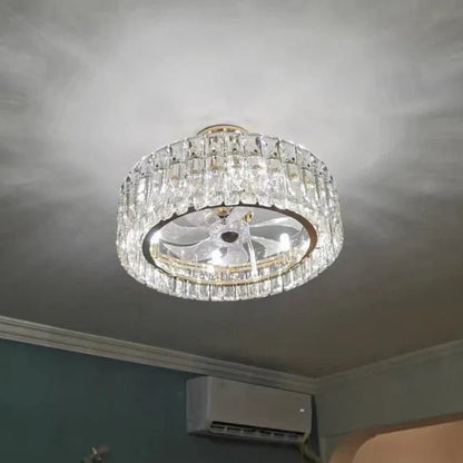 Modern Invisible Blade Fan Light Crystal Chandelier