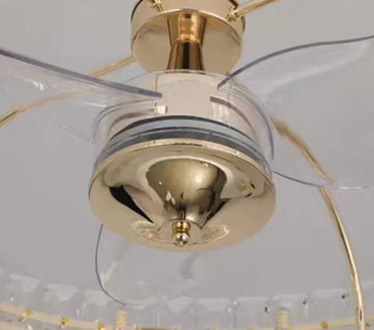 Modern Invisible Blade Fan Light Crystal Chandelier