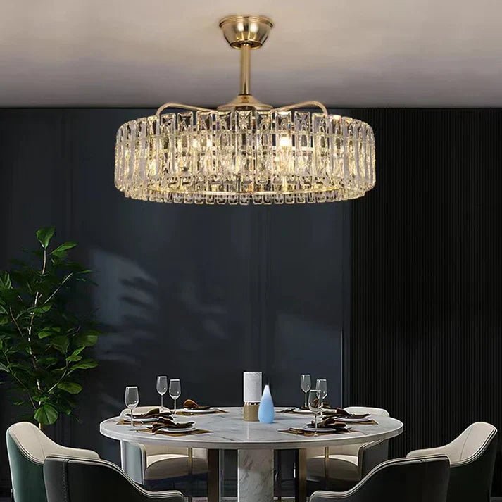 Modern Invisible Blade Fan Light Crystal Chandelier