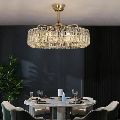 Modern Invisible Blade Fan Light Crystal Chandelier
