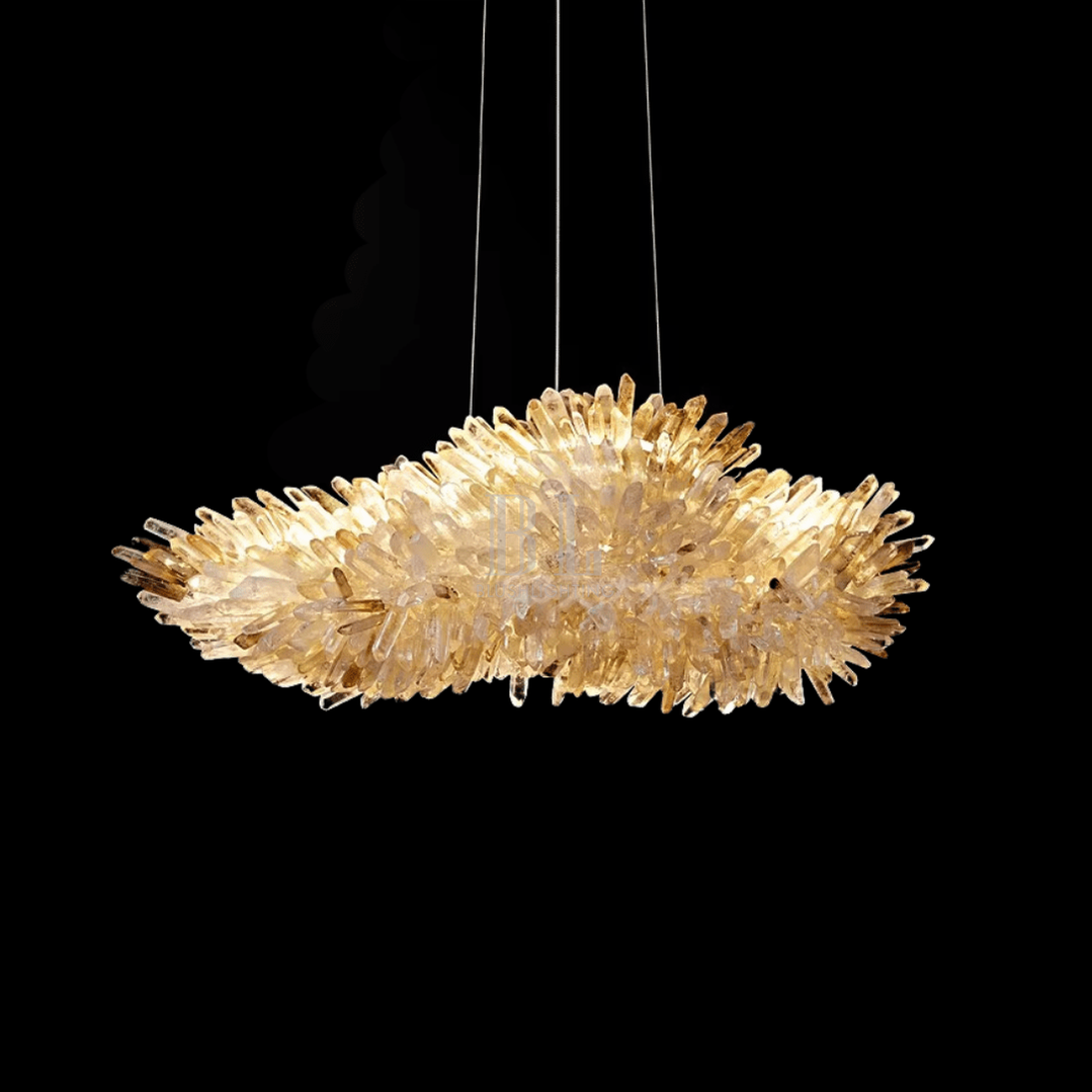 Modern Natural Crystal Wing Chandelier