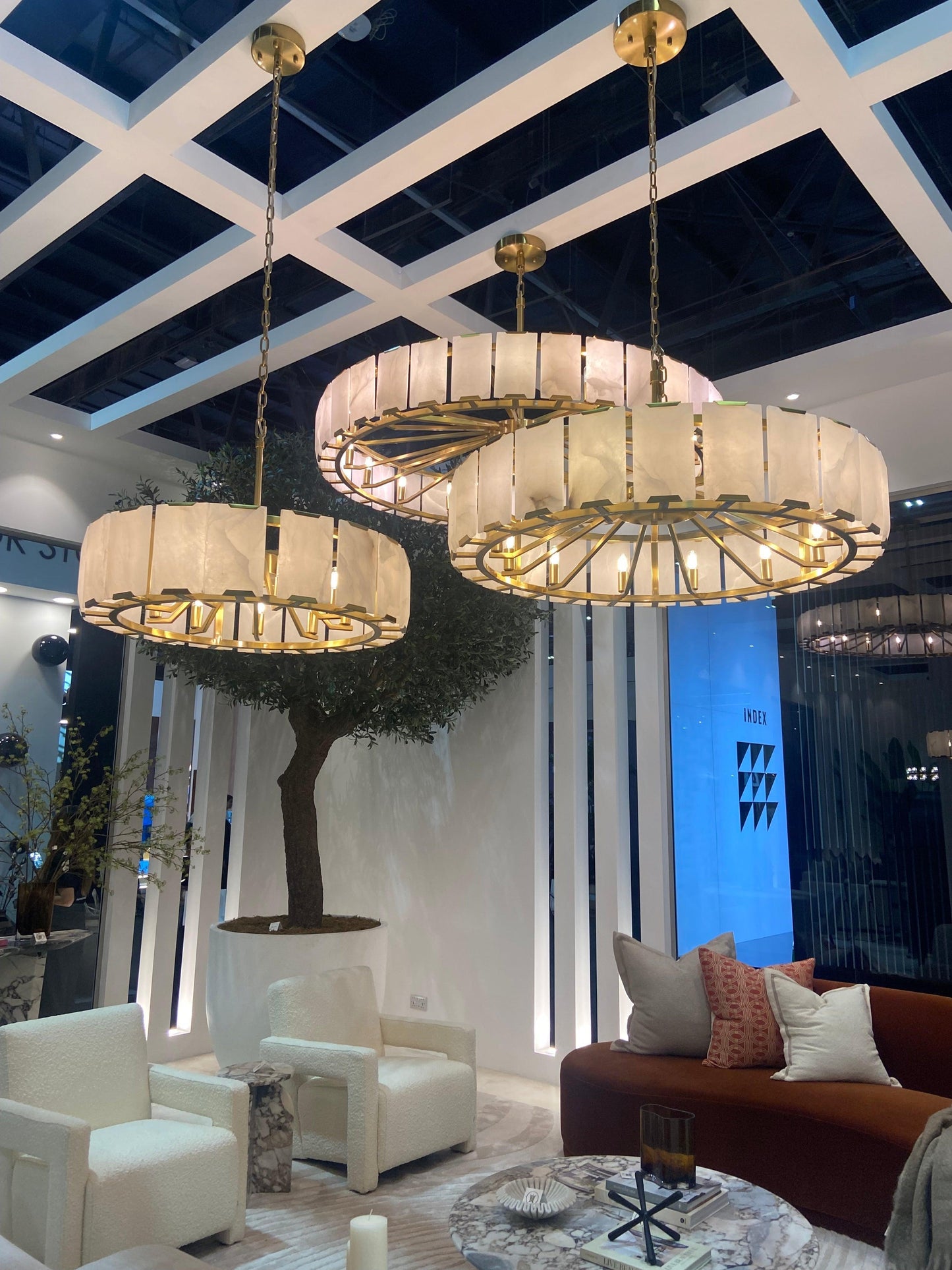 Modern Round Alabaster Chandelier for Living Room/Bedroom