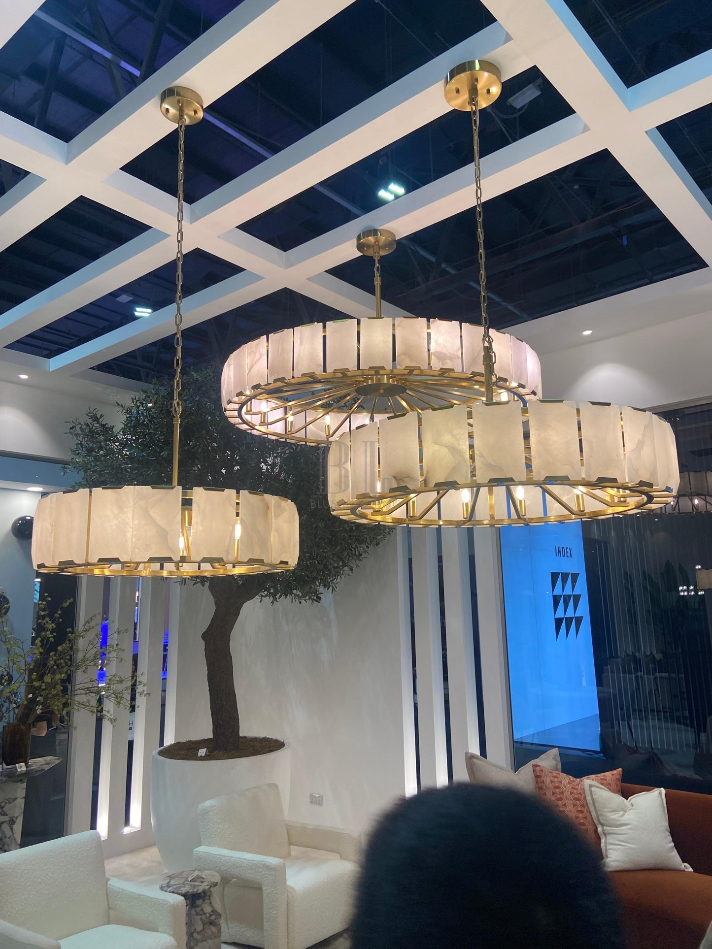 Modern Round Alabaster Chandelier for Living Room/Bedroom