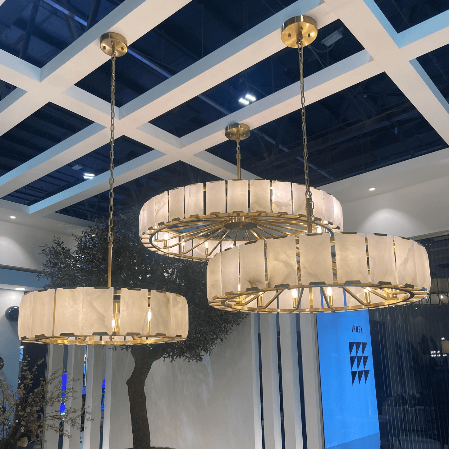Modern Round Alabaster Chandelier for Living Room/Bedroom