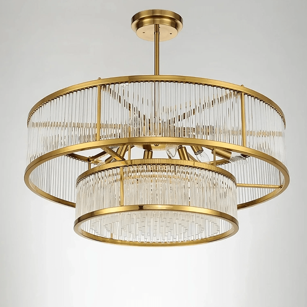 Modern Round/Rectangular Glass Rods Chandelier