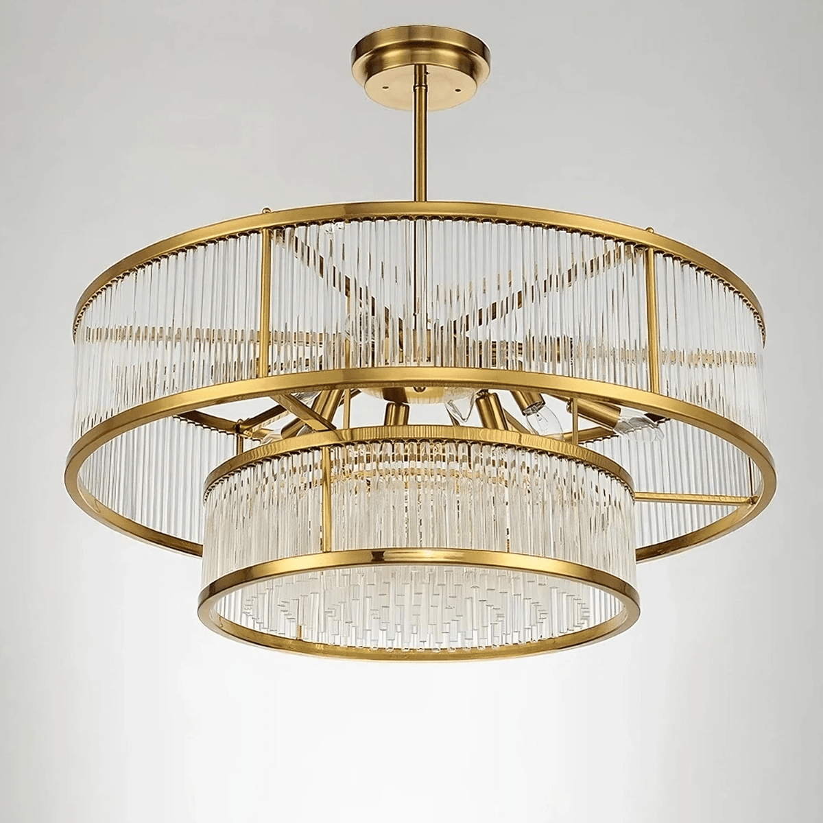 Modern Round/Rectangular Glass Rods Chandelier