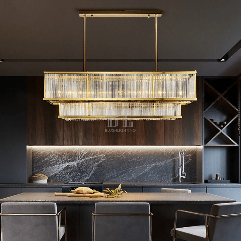Modern Round/Rectangular Glass Rods Chandelier