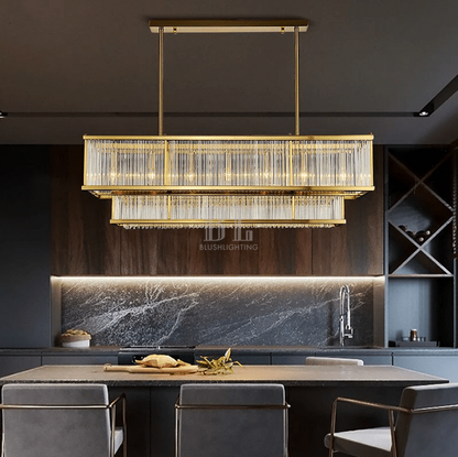 Modern Round/Rectangular Glass Rods Chandelier