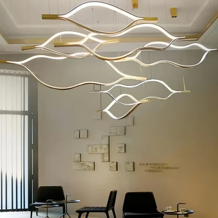 Modern Simple Brass Waving Chandelier