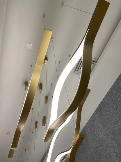 Modern Simple Brass Waving Chandelier