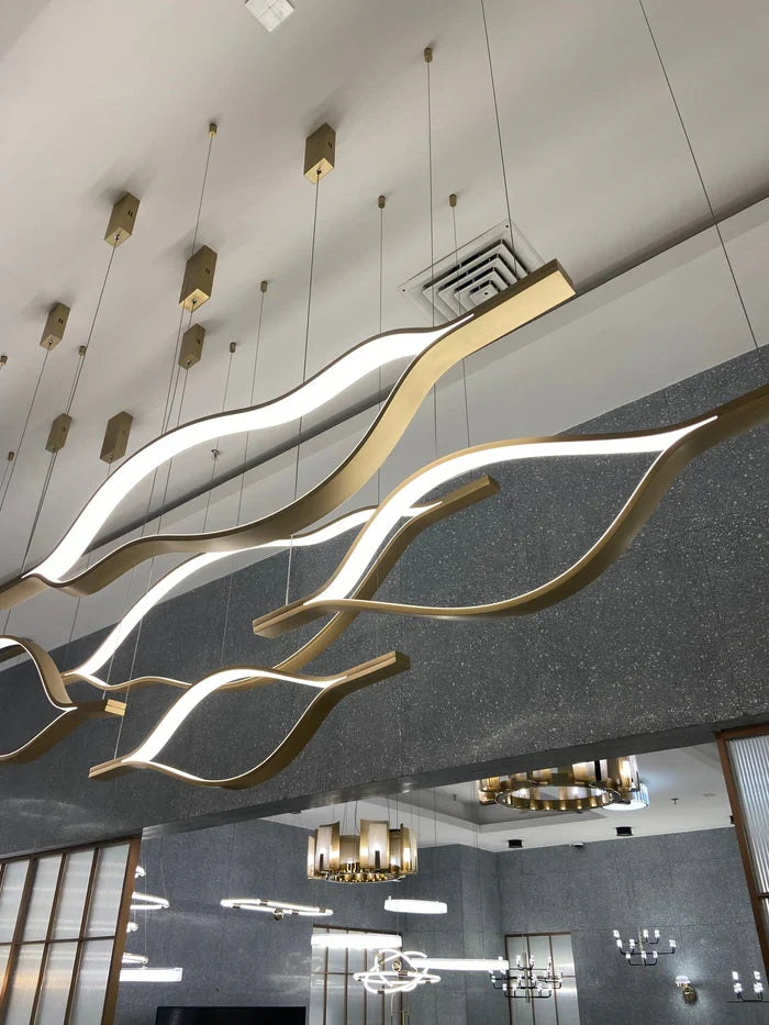 Modern Simple Brass Waving Chandelier