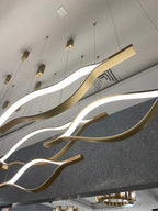 Modern Simple Brass Waving Chandelier