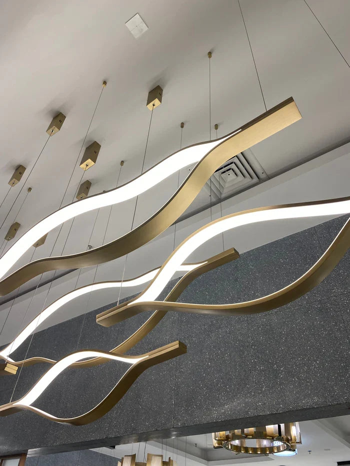 Modern Simple Brass Waving Chandelier