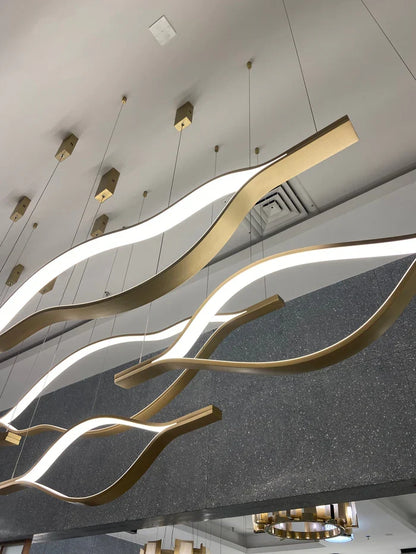 Modern Simple Brass Waving Chandelier