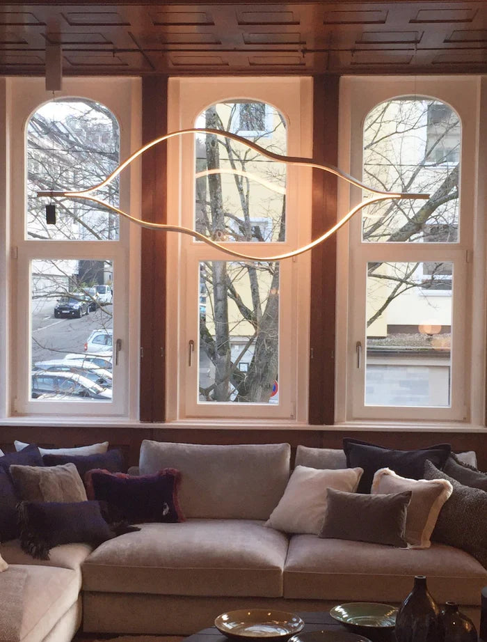 Modern Simple Brass Waving Chandelier