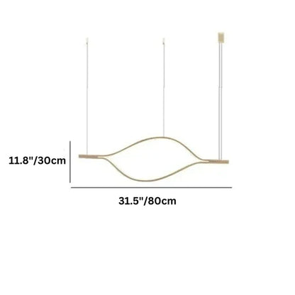 Modern Simple Brass Waving Chandelier