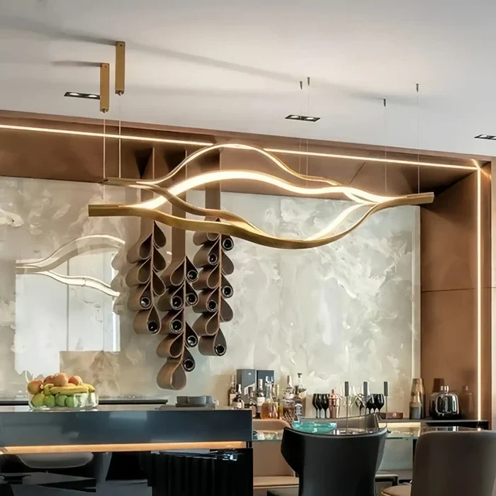 Modern Simple Brass Waving Chandelier