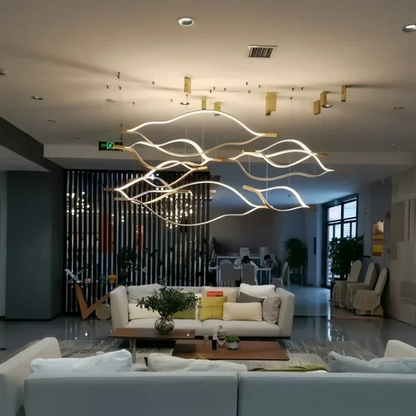 Modern Simple Brass Waving Chandelier