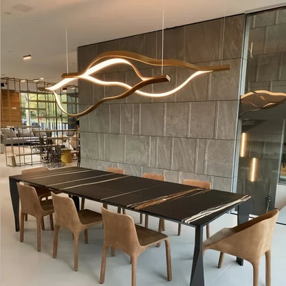 Modern Simple Brass Waving Chandelier