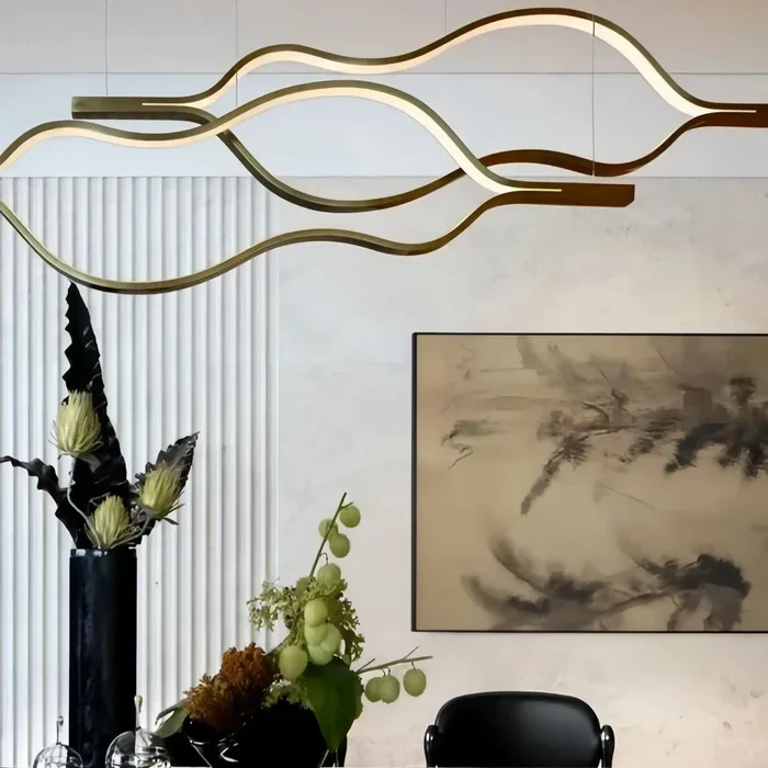 Modern Simple Brass Waving Chandelier