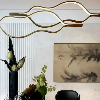 Modern Simple Brass Waving Chandelier