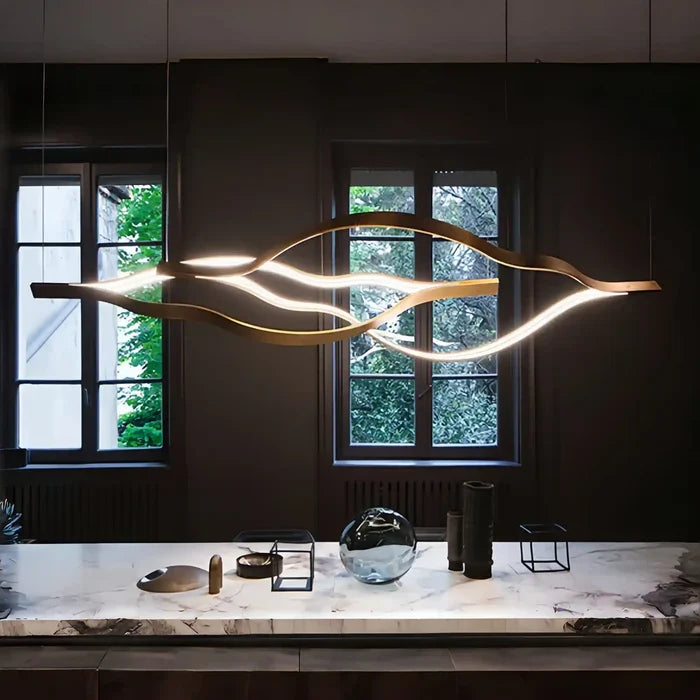 Modern Simple Brass Waving Chandelier