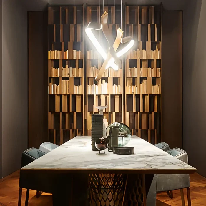 Modern Simple Brass Waving Chandelier