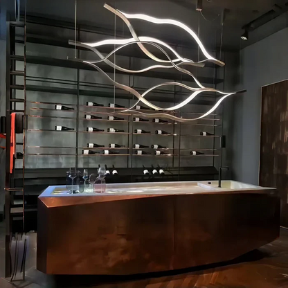 Modern Simple Brass Waving Chandelier