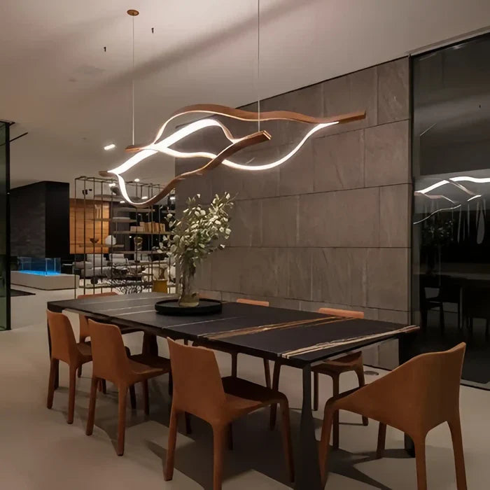 Modern Simple Brass Waving Chandelier