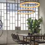 Modern Style Rings Brass & Natural Quartz Crystal Chandelier in Brass/Black Finish