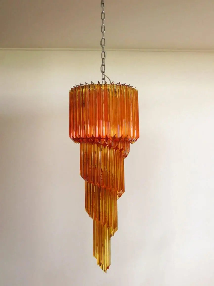 Murano Glass Chandelier – Spiral – Amber