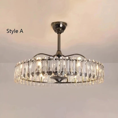 New Modern Invisible Fan Light Candle Crystal Chandelier