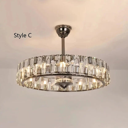 New Modern Invisible Fan Light Candle Crystal Chandelier