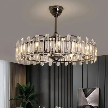 New Modern Invisible Fan Light Candle Crystal Chandelier