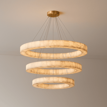 Olyra 3-Tier Round Alabaster Chandelier 39" 47" 59"D