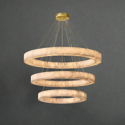 Olyra 3-Tier Round Alabaster Chandelier 39" 47" 59"D