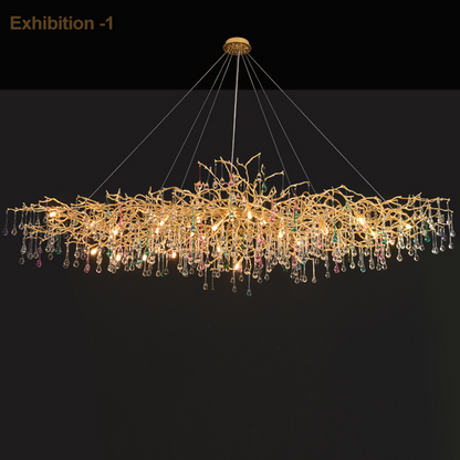 Avis Colorful Crystal Rain Aluminum Branch Chandelier