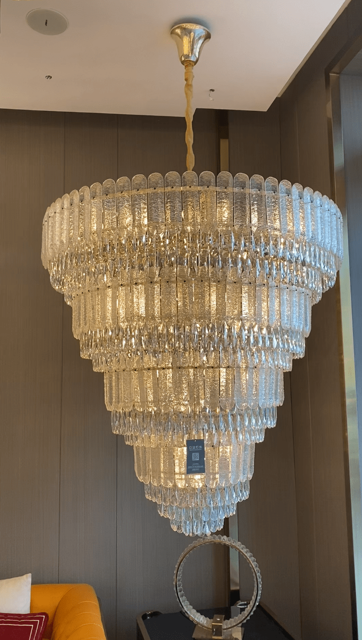 Oversized Multi-layers Luxury Gold Crystal Chandelier For Large Foyer/Hallway/Entryway