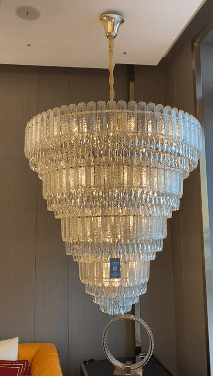 Oversized Multi-layers Luxury Gold Crystal Chandelier For Large Foyer/Hallway/Entryway